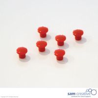 Set da 6 magneti tondi di colore rosso. 10 mm.