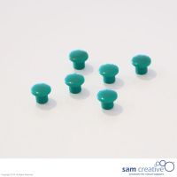 Set da 6 magneti tondi di colore verde. 10 mm.