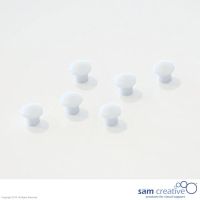 Set da 6 magneti tondi di colore bianco. 10 mm.