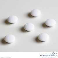 Set da 6 magneti tondi di colore bianco. 20 mm.