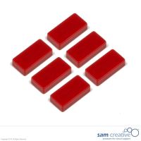 Rettangoli magnetici rosso 12x24 mm (Set da 6)